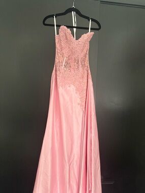 Jovani Rose Pink Lace Evening Dress